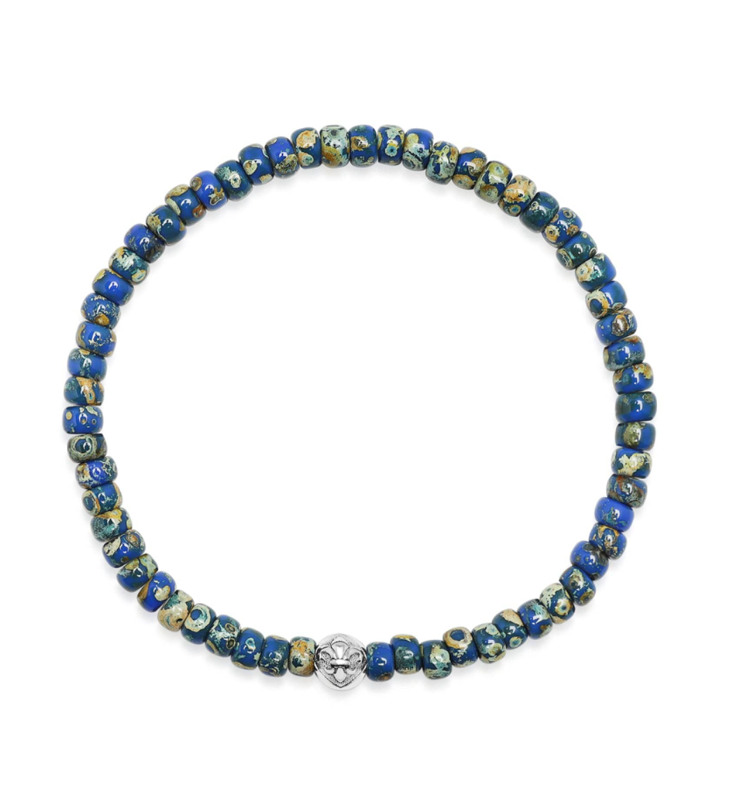 Wristband with blue lapis miyuki beads