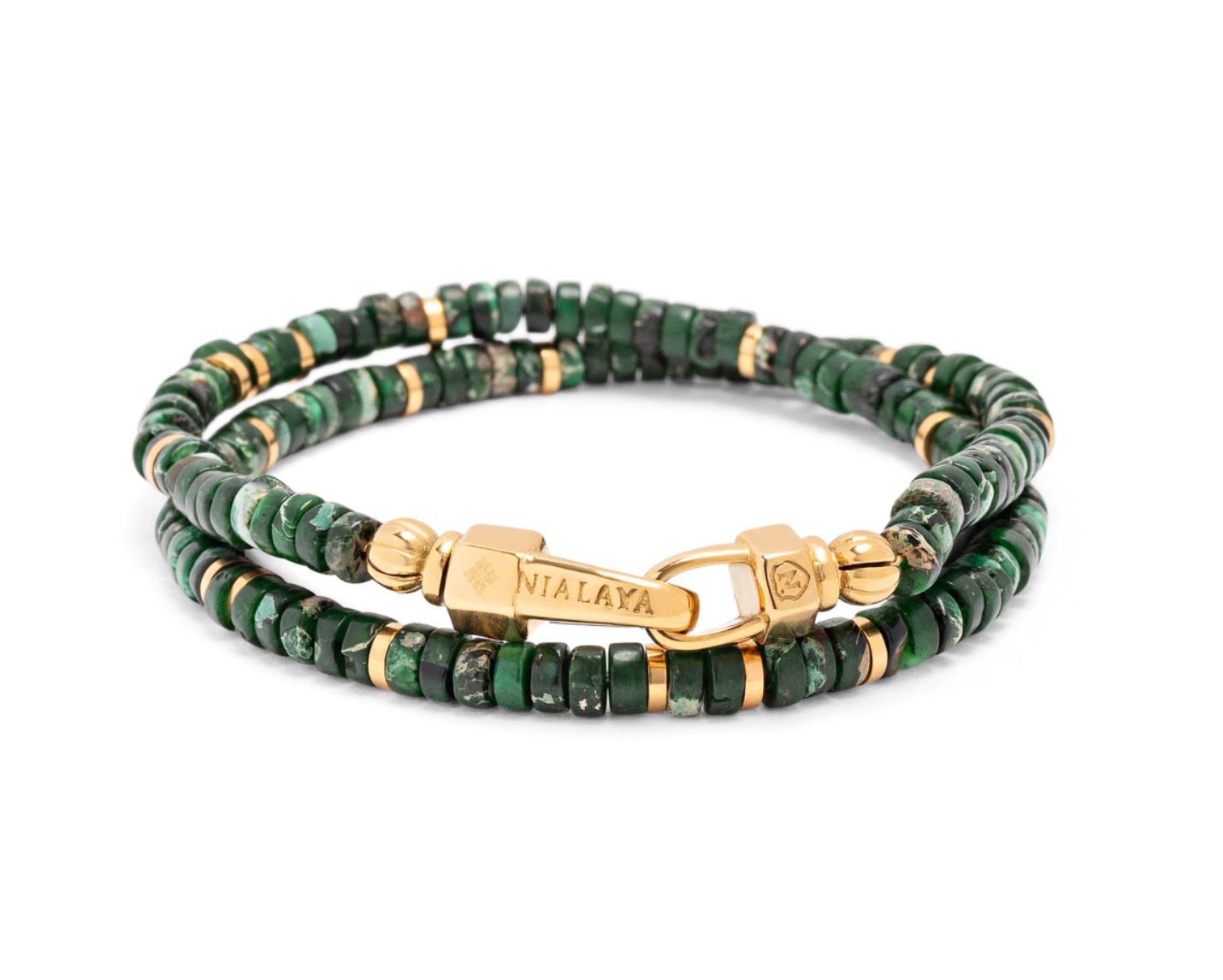 Dark Green Malachite Heishi Wrap Bracelet