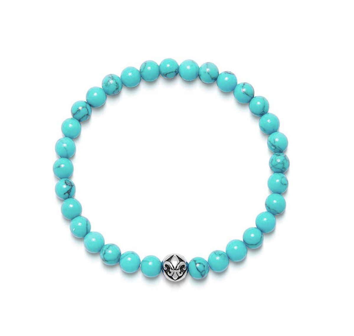 Men's Wristband with Turquoise and Silver