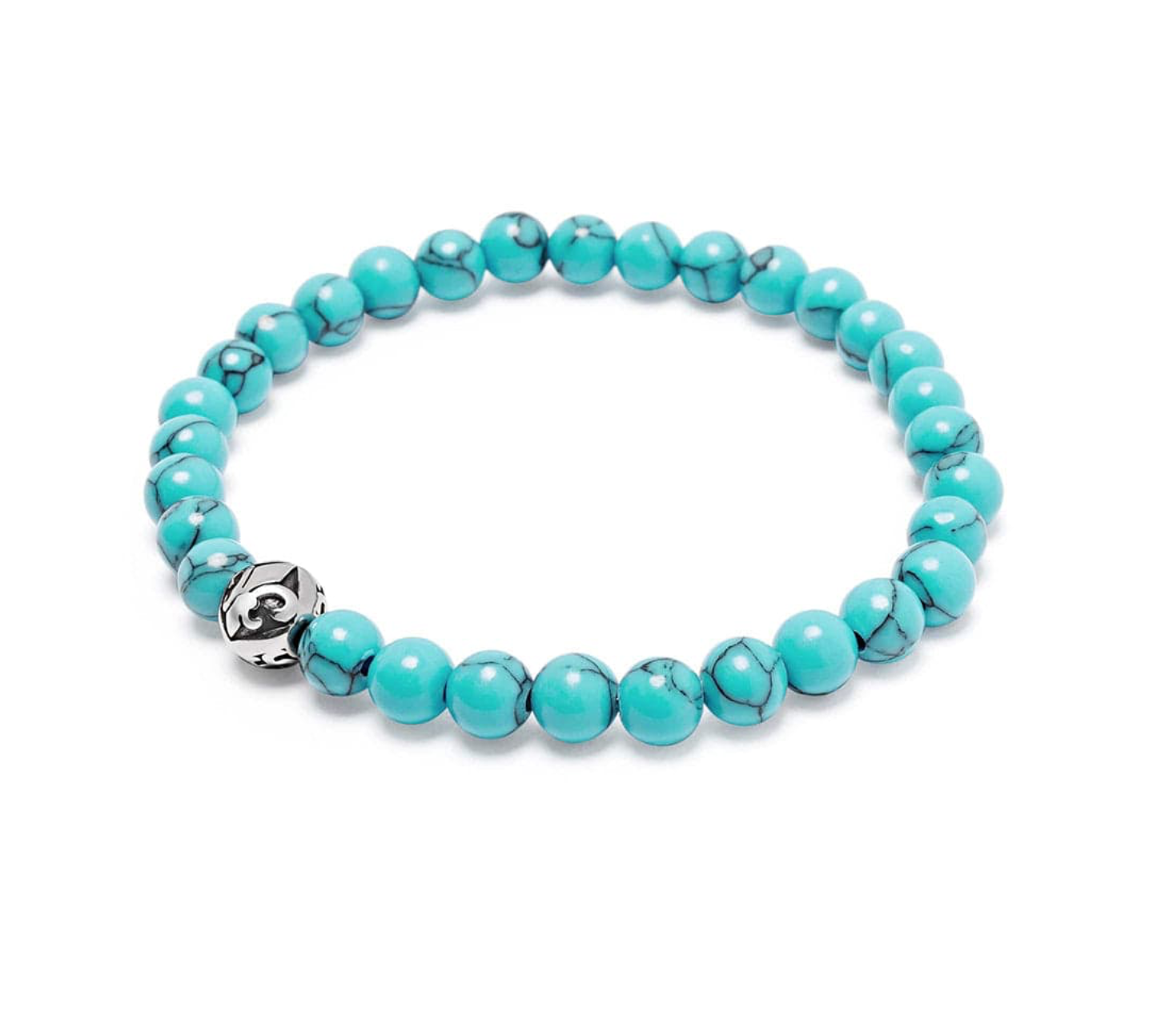 Men's Wristband with Turquoise and Silver