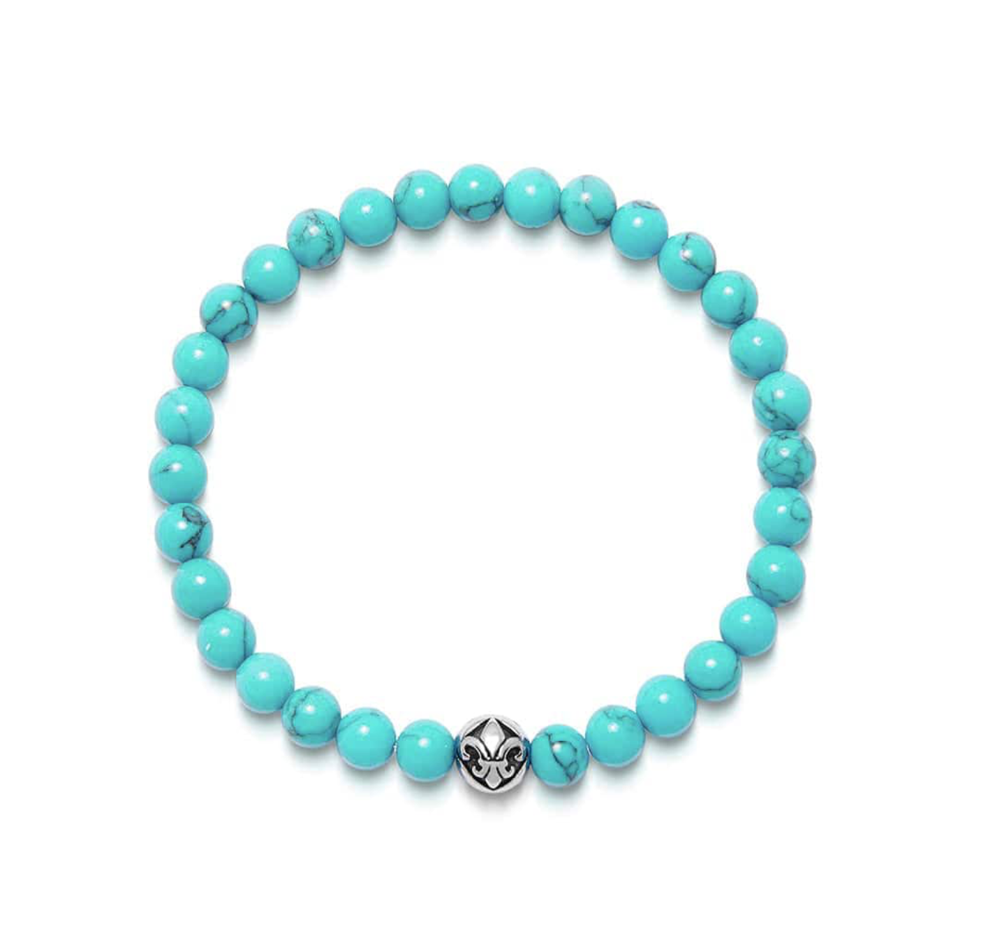 Men's Wristband with Turquoise and Silver