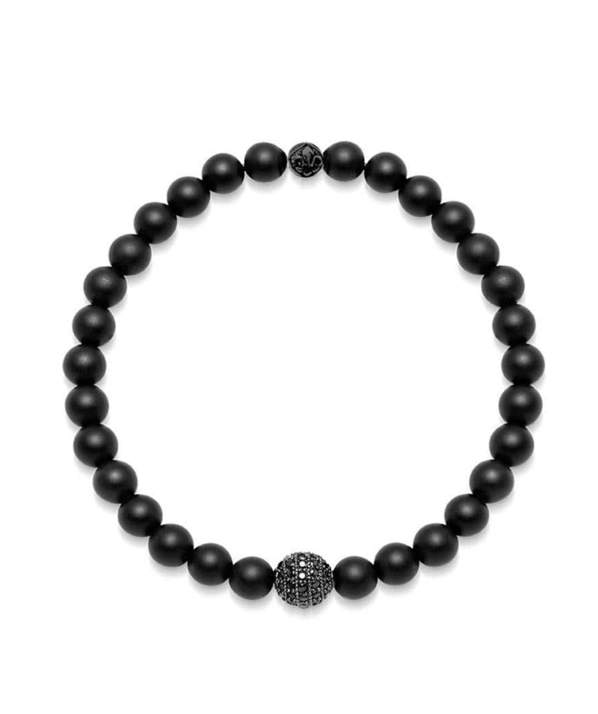 Wristband with matte onyx and black cz diamond