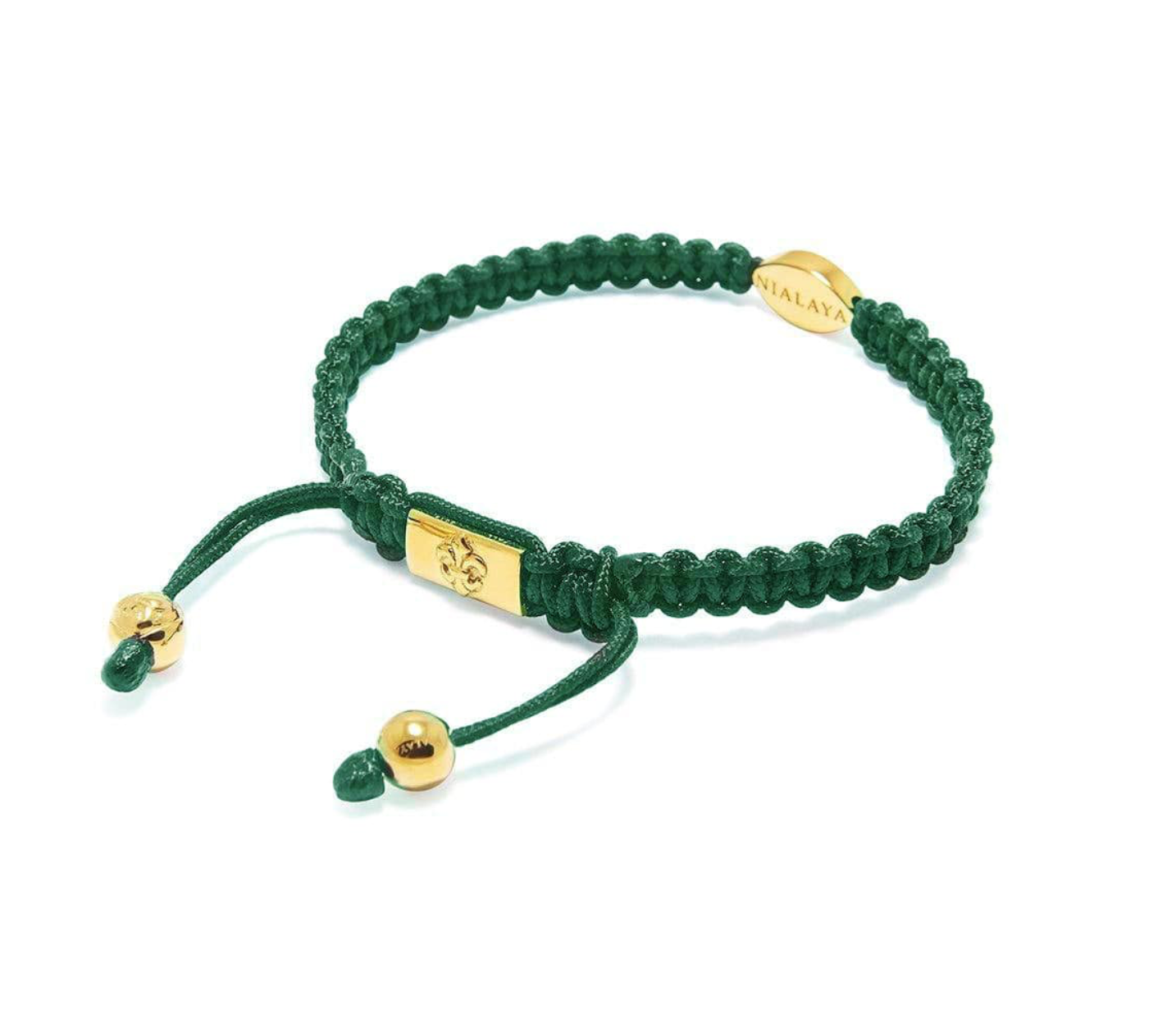 Men's Dark Green String Bracelet with Gold Evil Eye