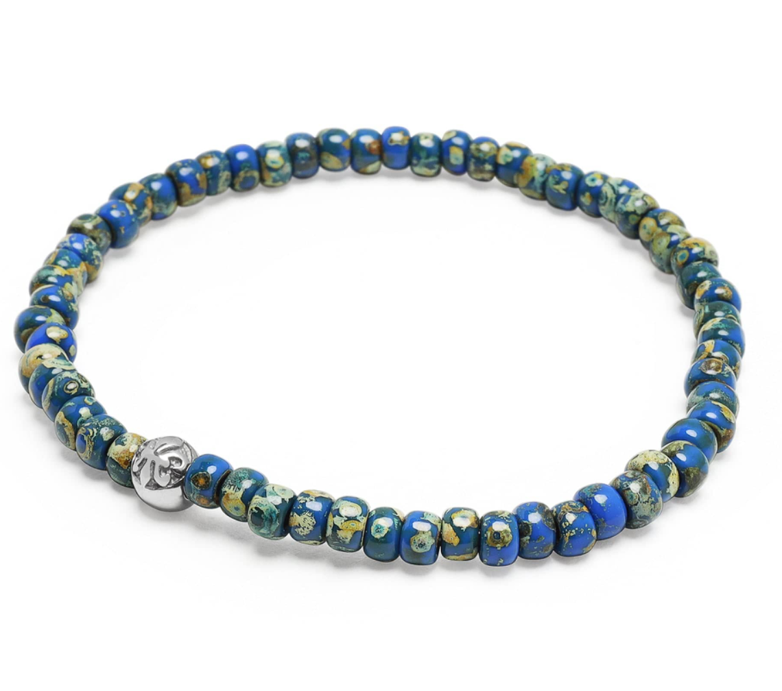 Wristband with blue lapis miyuki beads