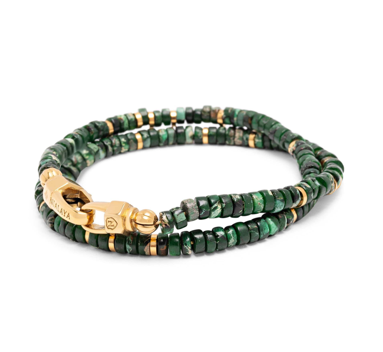 Dark Green Malachite Heishi Wrap Bracelet