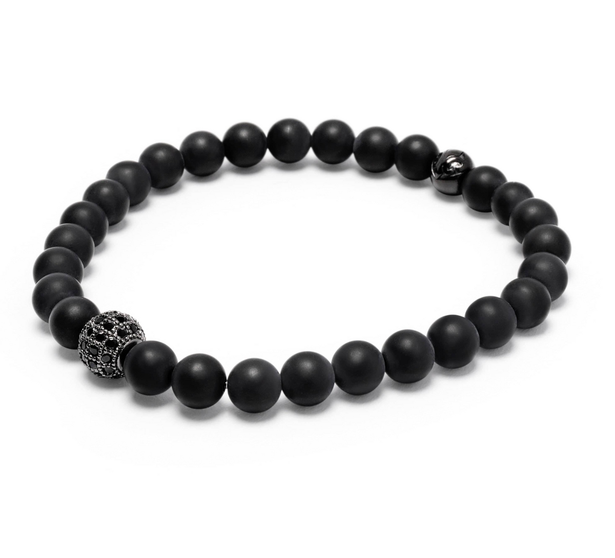 Wristband with matte onyx and black cz diamond